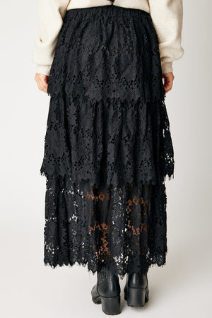 Tiered Lace Skirt Black