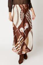 Bias-Cut Equestrian Print Skirt (3 Colors)