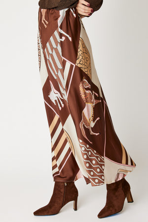 Bias-Cut Equestrian Print Skirt (3 Colors)