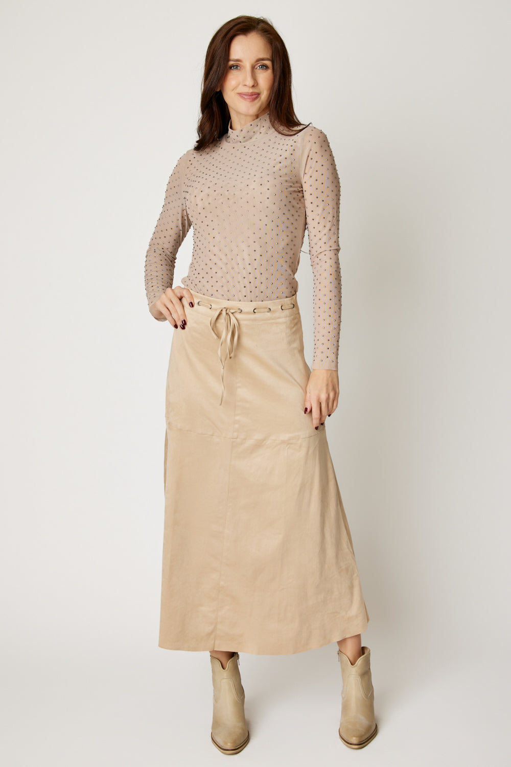 Faux Suede Tie Skirt