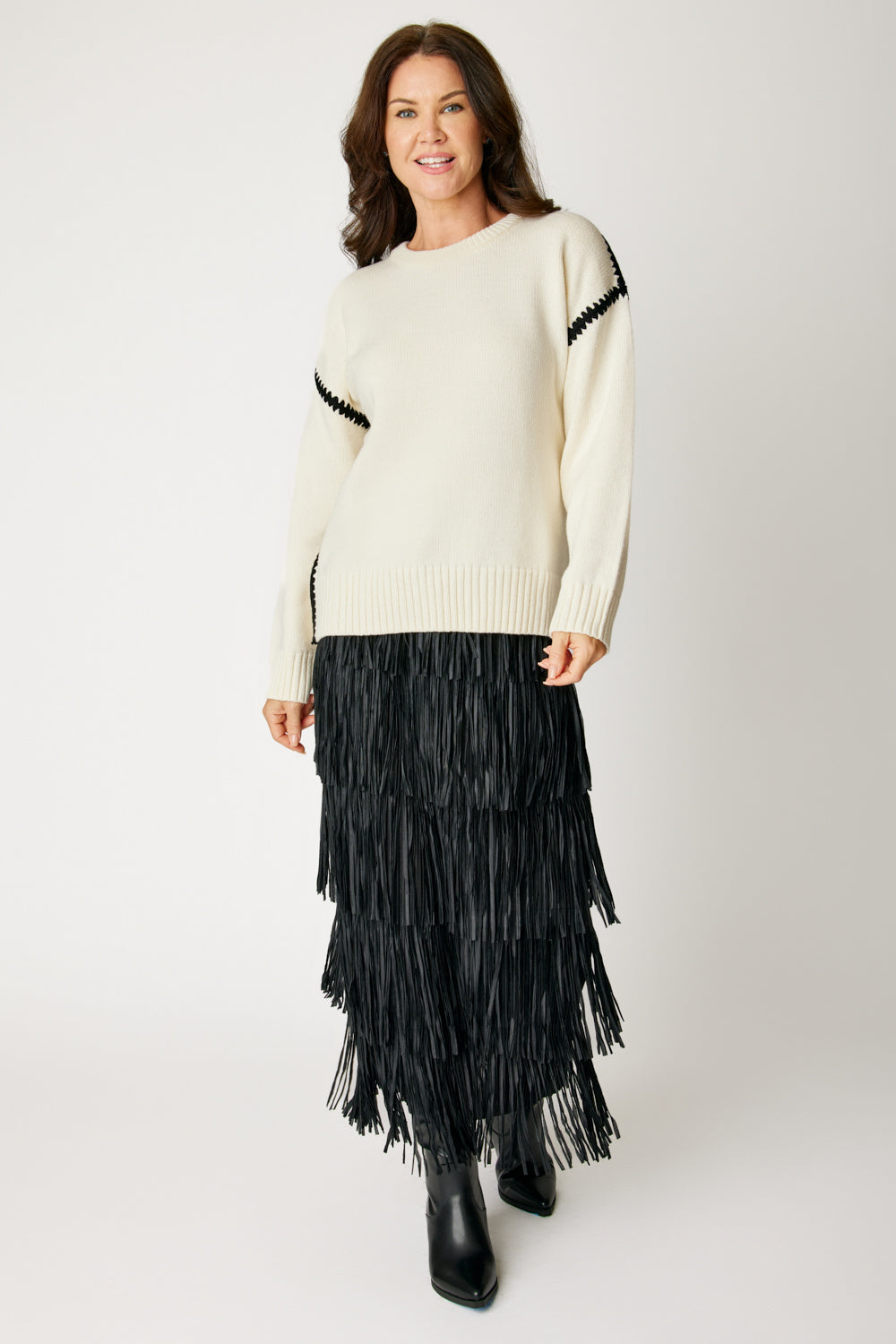 Blanket Stitch Sweater ( Black)