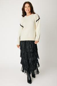 Blanket Stitch Sweater ( Black)