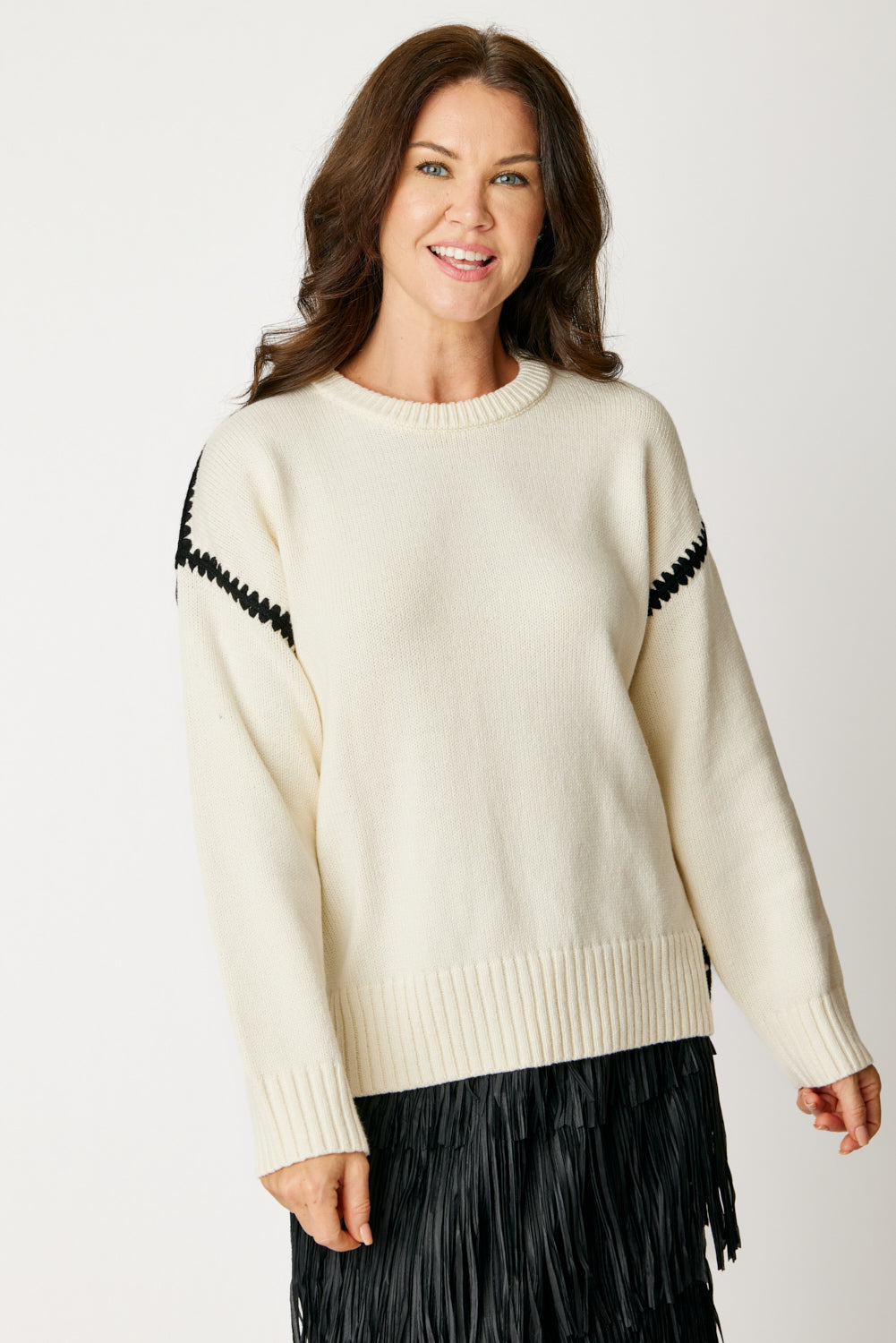 Blanket Stitch Sweater ( Black)