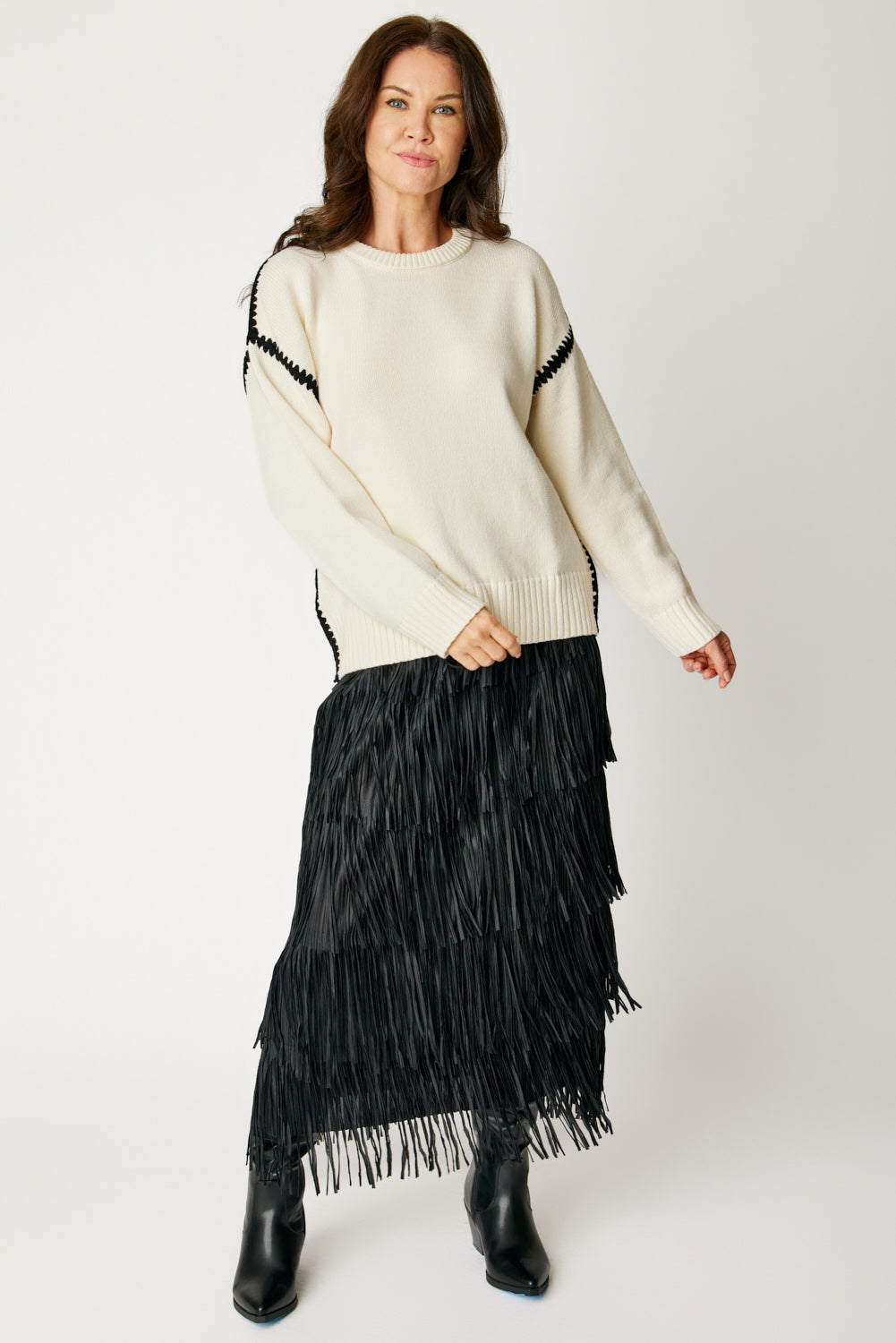 Blanket Stitch Sweater ( Black)
