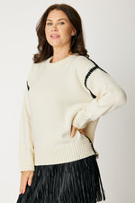 Blanket Stitch Sweater ( Black)