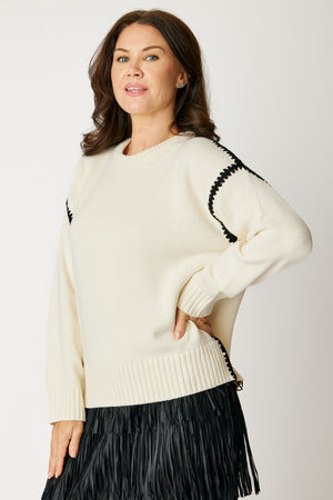Blanket Stitch Sweater ( Black)