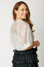 Embroidered Sheer Blouse (2 Colors)