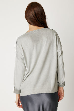 Whipstitch Sweater with Shiny Front