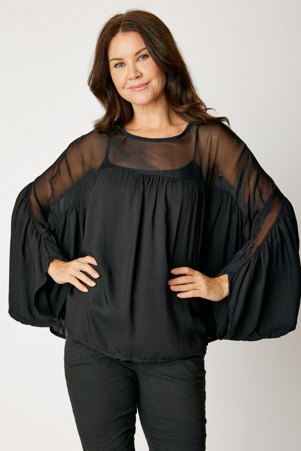 Italian Silk Gathered Blouse (3 Colors)