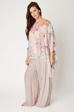 Italian Silk Blush Floral Flowing Top