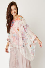 Italian Silk Blush Floral Flowing Top