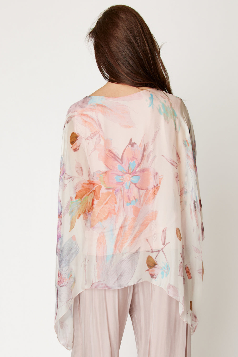 Italian Silk Blush Floral Flowing Top
