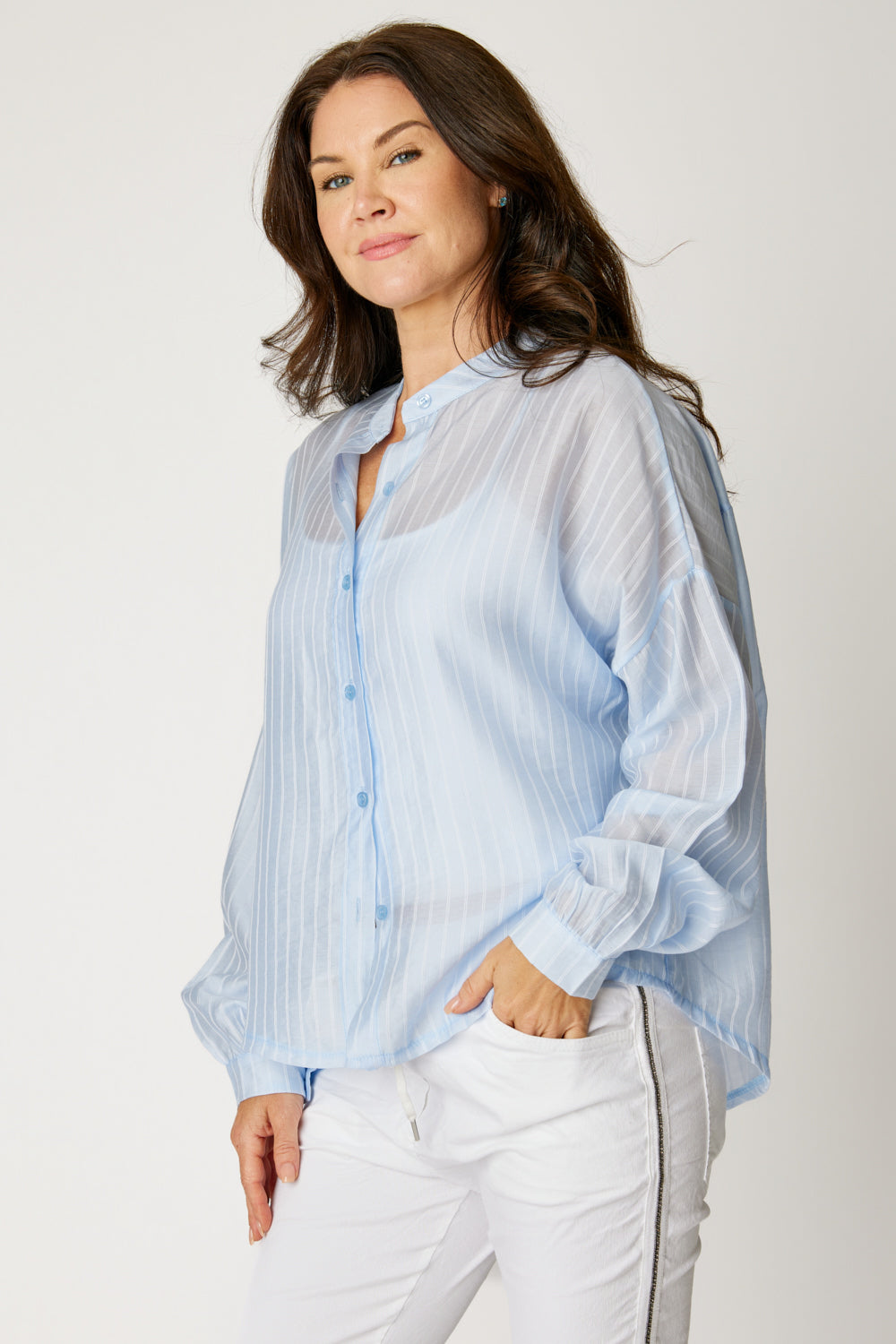 Pinstripe Oxford Blouse