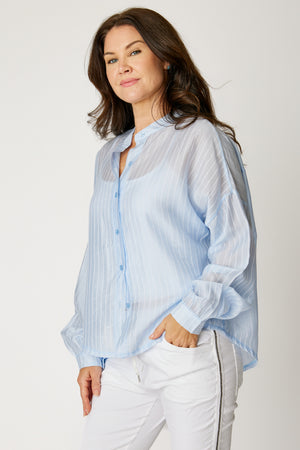 Pinstripe Oxford Blouse