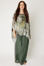 Italian Silk Moss Splash Flowing Top