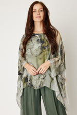Italian Silk Moss Splash Flowing Top