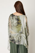 Italian Silk Moss Splash Flowing Top