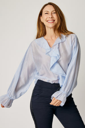 Ruffle Trim Blouse (3 Colors)