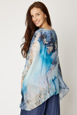 Italian Silk Ocean Splash Flowing Top