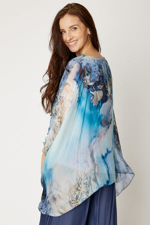 Italian Silk Ocean Splash Flowing Top
