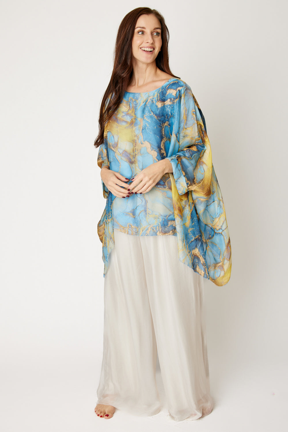 Italian Silk Sky Marble Flowing Top