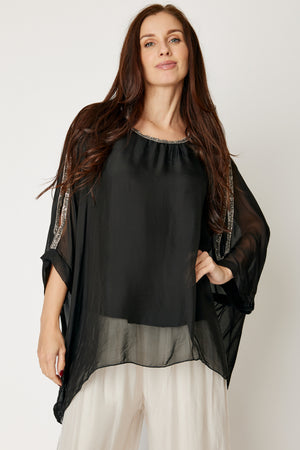 Italian Silk Holiday Cold Shoulder (Black)