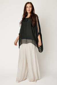 Italian Silk Holiday Cold Shoulder (Black)