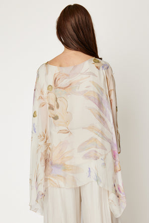 Italian Silk Cream Floral Flowing Top