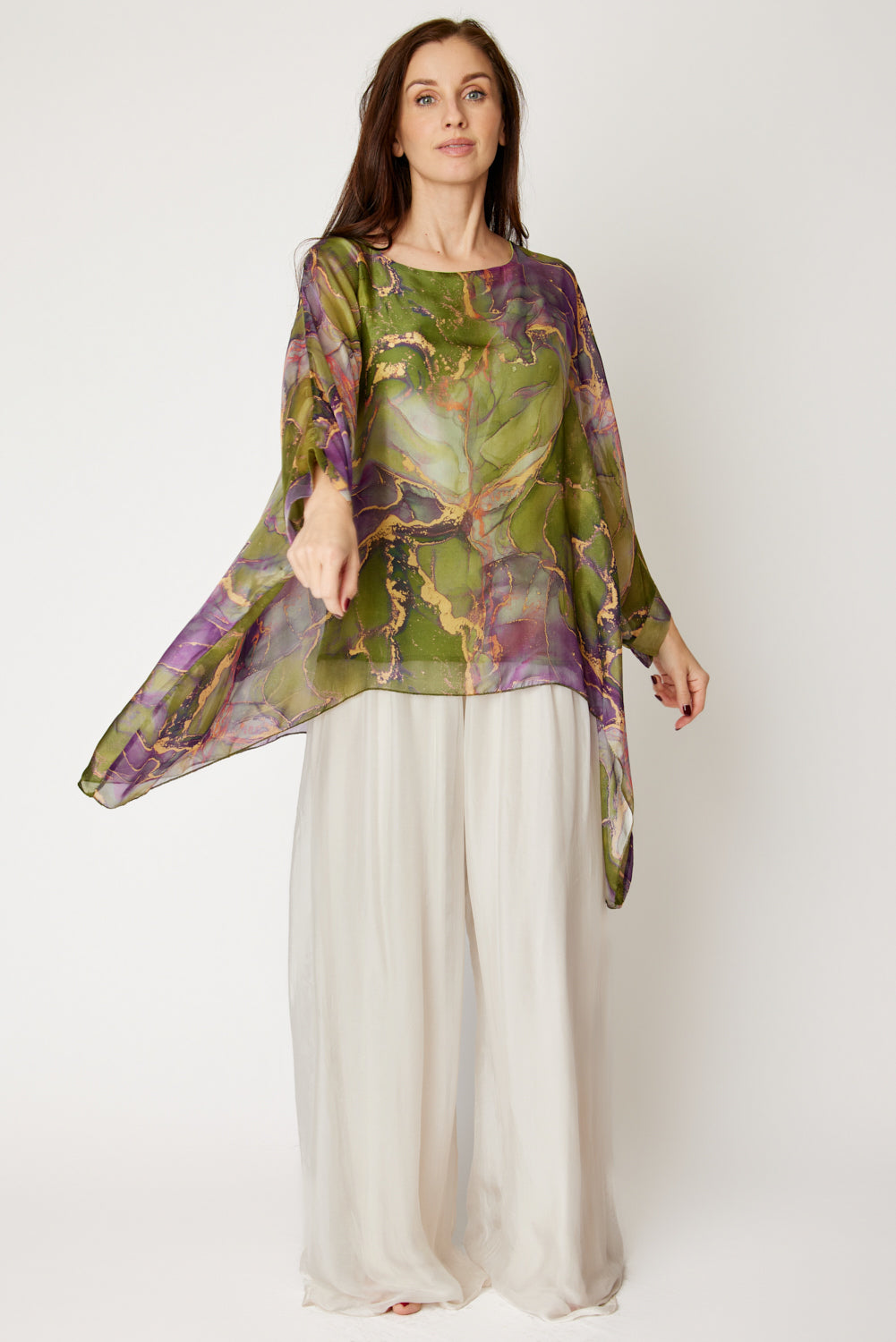 Italian Silk Green Marble Flowing Top