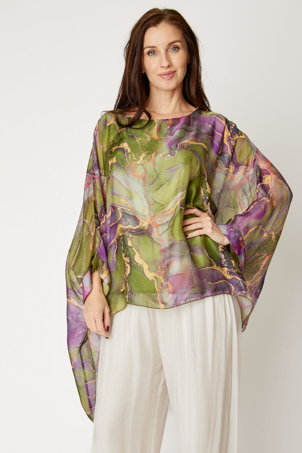 Italian Silk Green Marble Flowing Top