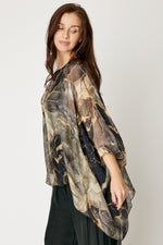 Italian Silk Black Marble Flowing Top