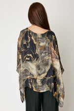 Italian Silk Black Marble Flowing Top
