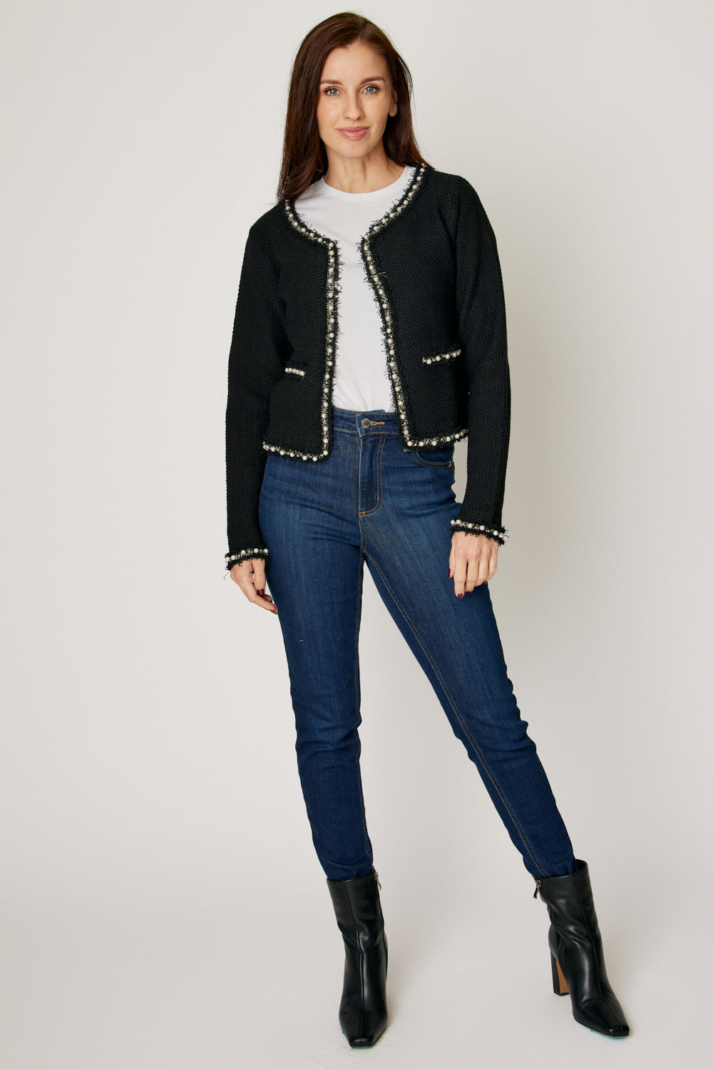 Pearl Trim Short Cardigan