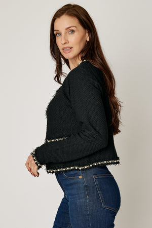 Pearl Trim Short Cardigan
