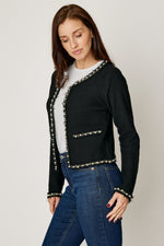 Pearl Trim Short Cardigan