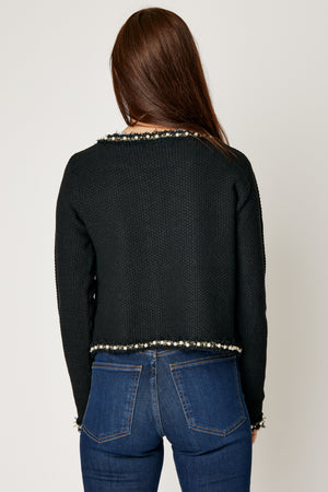 Pearl Trim Short Cardigan