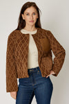 Velvet and Vegan Leather Quilted Jacket