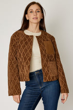 Velvet and Vegan Leather Quilted Jacket