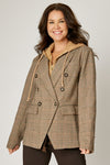 Plaid Hoodie Blazer (Brown)