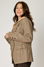 Plaid Hoodie Blazer (Brown)