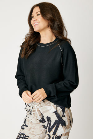 Silver Trim Ribbed Sweater (4 Colors)