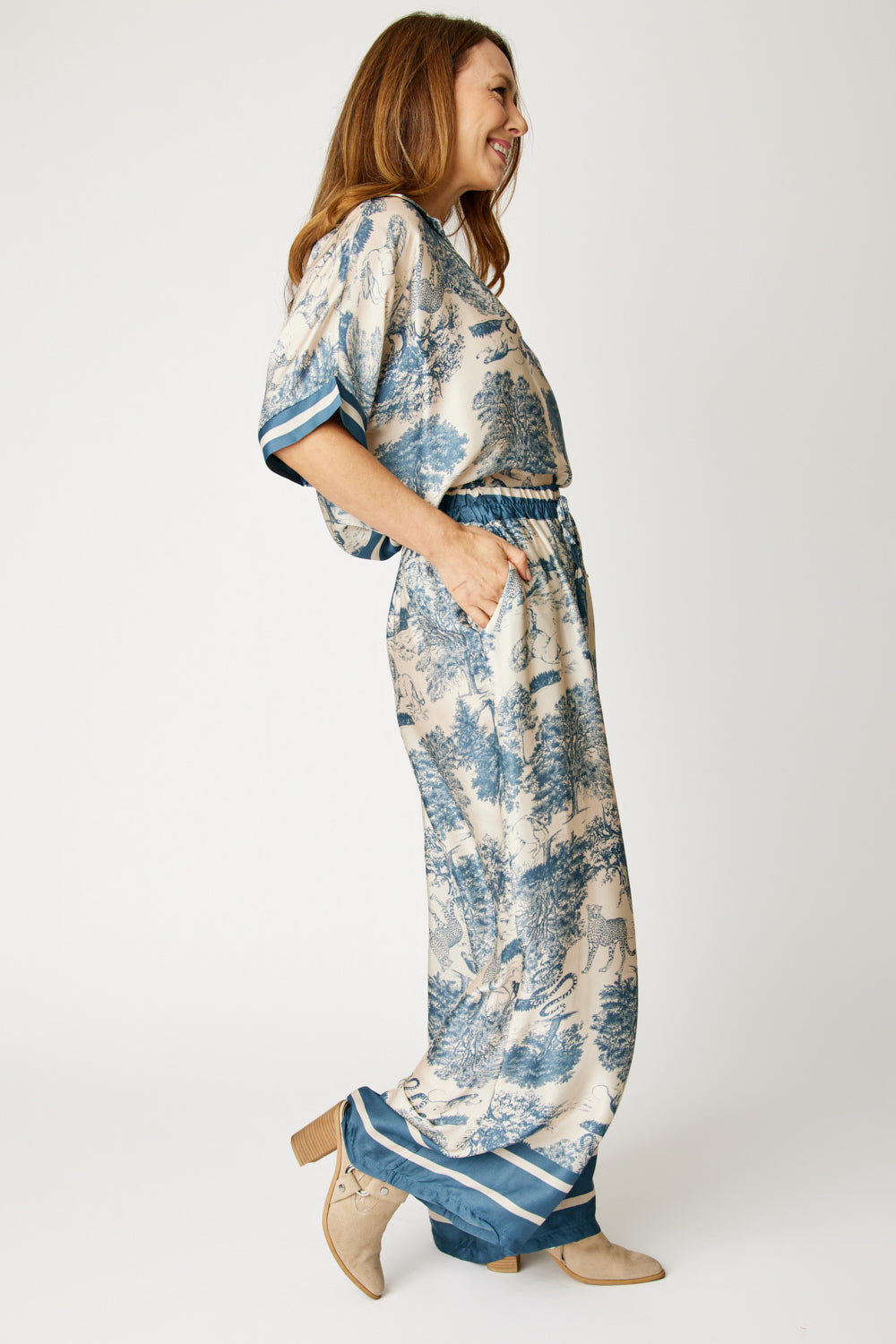 Pajama Style Jungle Pattern Top (2 Colors.Part of Set)