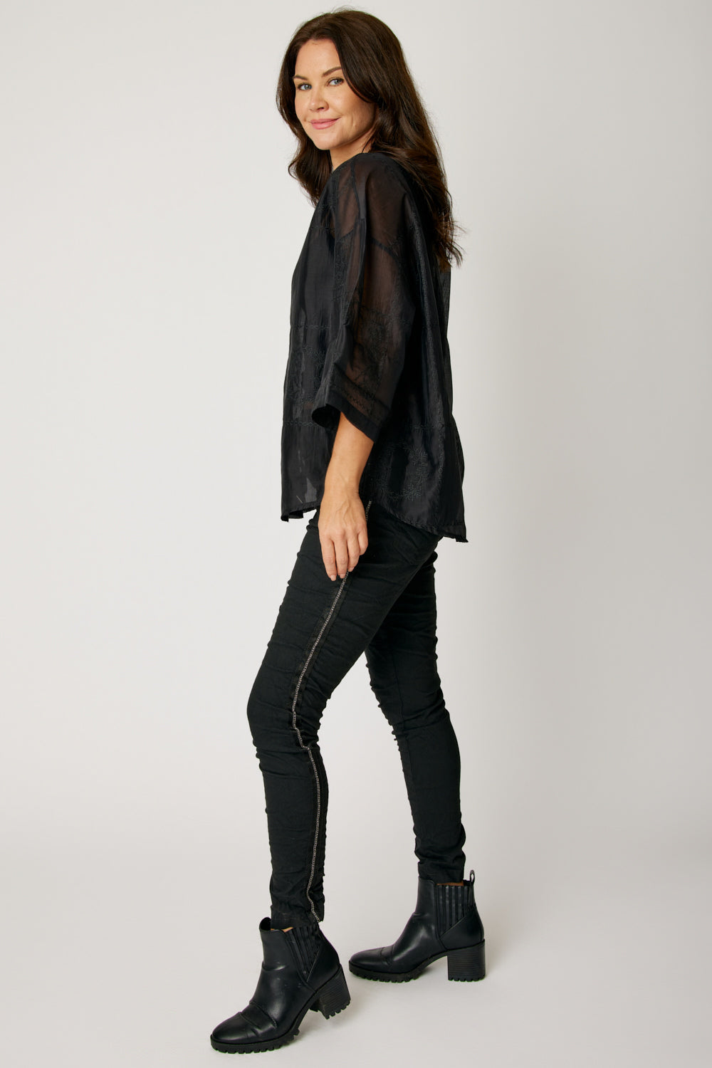 Embroidered Sheer Blouse (2 Colors)