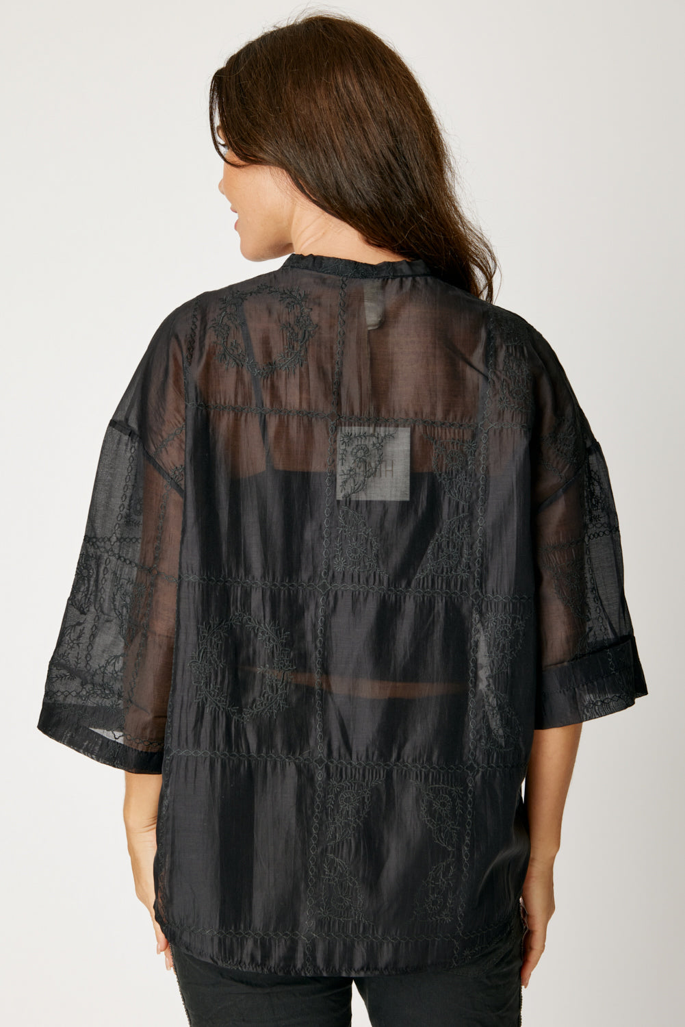 Embroidered Sheer Blouse (2 Colors)