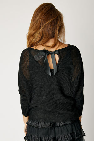 Shimmer Back Bow  Sweater (8 Colors)