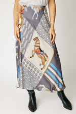 Bias-Cut Equestrian Print Skirt (3 Colors)