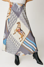 Bias-Cut Equestrian Print Skirt (3 Colors)