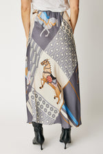 Bias-Cut Equestrian Print Skirt (3 Colors)