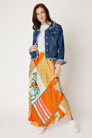 Bias-Cut Equestrian Print Skirt (3 Colors)