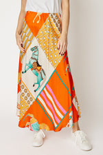 Bias-Cut Equestrian Print Skirt (3 Colors)